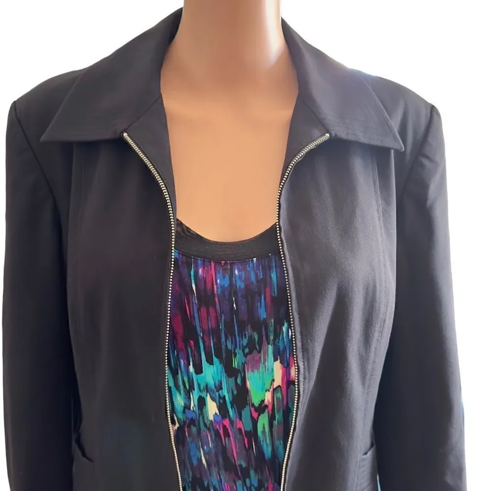 Worthington Works Stretch Separates Black Zip Up Jacket Size 10